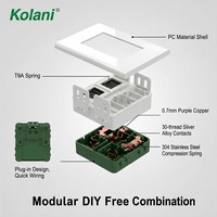 Placa de Alimentación de Pared de Montaje Oculto Kolani 120 de Doble Módulo, Enchufe de 2 Orificios y Tomacorriente Universal Multifunción de 3 Pines, Panel de PC Blanco Brillante