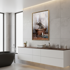 Elephant Bathtub <b>Canvas</b> Print: Modern Bathroom <b>Wall</b> Decor,GOLD FRAMED <b>CANVAS</b> - Product Image 3