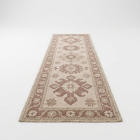 Custom Handmade Oushak Wool Cut Pile Non-Slip Latex Backing Low Pile Rustic Vintage Floral Turkish Hallway Runner Rug Wholesale