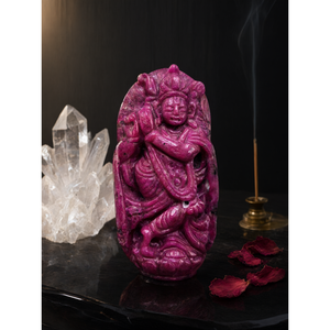 Sculpture artisanale de Krishna en cristal de ziosite rubis - Statue/Idole/Murti du Seigneur Krishna en cristaux - Reiki/Chakra - 3 pouces et 455 - Product Image 3