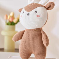 Boneka Hewan Rajut Plush 18cm Mainan Rajut Boneka Gajah Panda Kelinci OEM ODM Logo Kustom