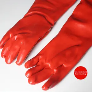 قفازات مطاطية مقاومة للماء بطول 60 سم ومقاومة للحرارة حتى 200 درجة مئوية، مقاومة للأحماض والقلويات والزيوت، ذات ملمس ناعم، قفازات صناعية - Product Image 1