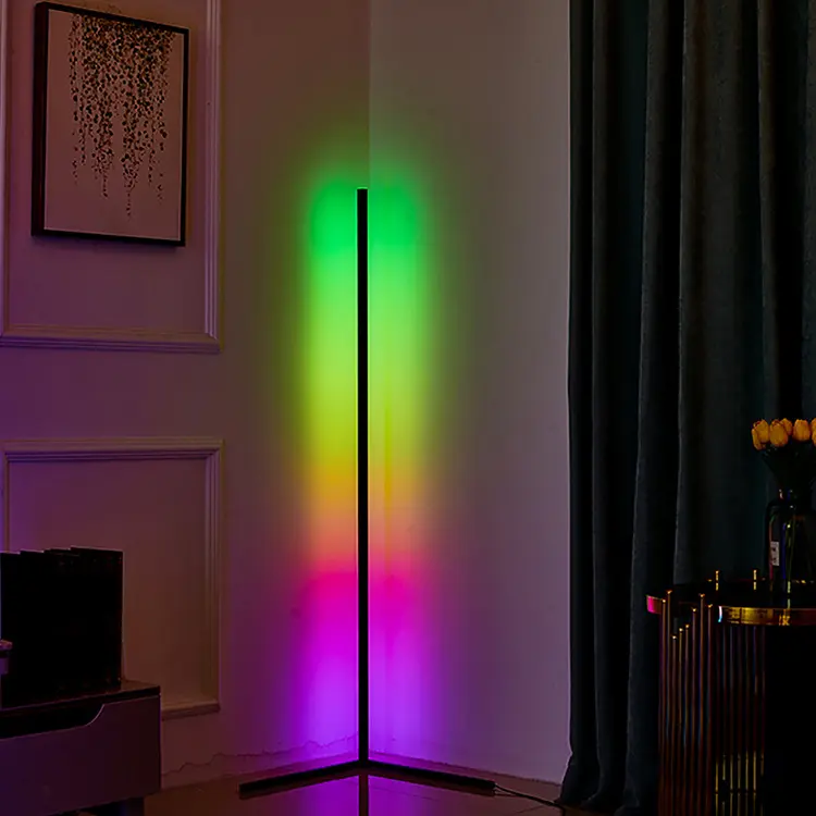 Suporte de canto para sala de estar, tripé moderno nórdico decorativo 140cm rgb led com controle remoto