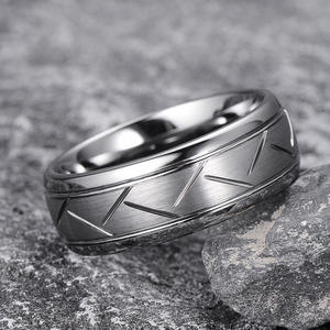 8mm Tungsten <strong>Ring</strong> Vintage Silver Groove Anti-Tarnish Punk Luxury Hip Hop Fashion <strong>Rings</strong> Gift for <strong>Men</strong> Jewelry - Product Image 3