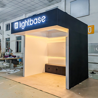 Stand d'exposition modulaire en bois facile à assembler avec éclairage personnalisé pour salon professionnel