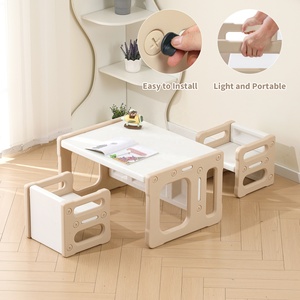 Table pour tout-petits SINKIPA moderne Montessori en plastique avec 2 chaises, ensemble écologique, sécurité, hauteur réglable pour <span class=keywords><strong>chambre</strong></span> à coucher, salon - Product Image 6