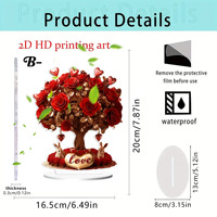 Großhandel Blumen-Rosenbaum 2D Flacher Herzförmiger Acryl Wasserdichter Moderner Weihnachts- und Valentinstag-Heimdekoration für die Familie