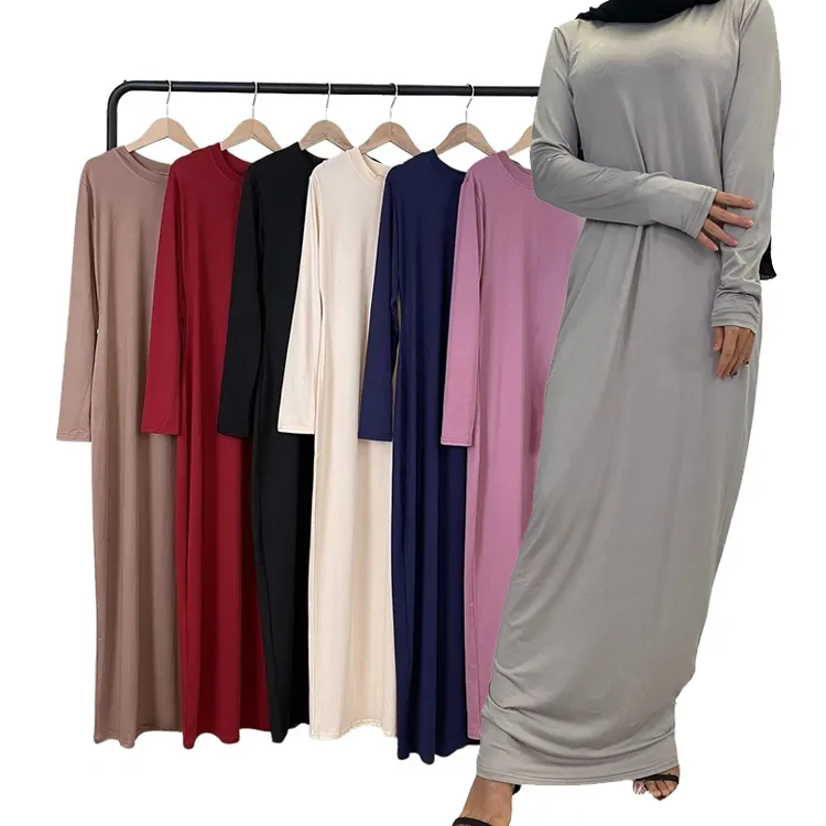 Robe longue simple pour femme, musulmane, haute qualité, couleur unie, dubaï, turquie, occidental, tenue d'armoire pour femme