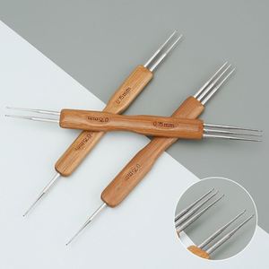 Bamboo Handle <b>Wig</b> Diy Hair Extension Weaving Tool Metal Toe Cap Double-<b>Headed</b> Three-<b>Headed</b> Crochet - Product Image 4