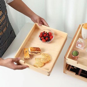 Wooden Desktop Storage Rack Three Tier <b>Drawer</b> Organizer Natural Color Office Stationery Cosmetic Holder - Product Image 3