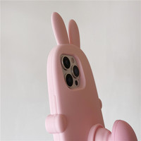 Coque de téléphone avec support de queue de lapin rose mignon pour iPhone 14 15 16 17 Pro Max housse de protection souple