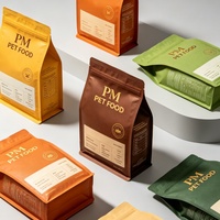 Sachet alimentaire pour animaux de compagnie à fond plat pour présentoir, personnalisé, haute barrière, résistant à l'humidité, en plastique de qualité alimentaire, écologique, 1kg 2kg