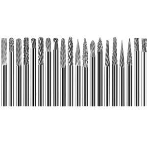 Karbür çapak takım 1/8 "inç 3 mm sap çapı 20 parça öğütücü uçları çift tek oluk karbür döner çapaklar oyma için - Product Image 1