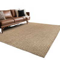 Tapis en jute Luul Home Easy, couleur naturelle, à poils ras, tissage plat, résistant à l'usure, facile à nettoyer, lavable, design bohème uni, en stock