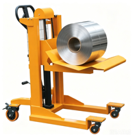 Lève-rouleaux manuel en acier inoxydable, capacité 300 kg, hauteur de levage 900 mm, diamètre de fût 1000 mm, pour environnements pharmaceutiques et purs