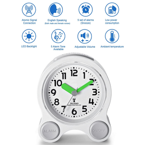 Tiếng Anh Pháp Đức Nguyên Tử Đồng Hồ Nói 5 Bộ Báo Động Riêng Biệt Nói Tiếng Anh Dễ chịu Nam Hoặc Nữ Giọng Nói Có Thể Chuyển Đổi - Product Image 2
