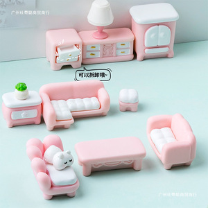 Ming Anjia Miniature Pink Furniture <b>Set</b> Resin Dollhouse Living Room Decorations For DIY Craft Projects - Product Image 4