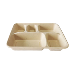 Bagasse de canne à sucre biodégradable 5 compartiments avec couvercle - Product Image 4