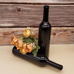 Botella de Vino de Vidrio de Lujo al por Mayor, Botella de Vidrio Negra con Corcho de Madera para Vino Tinto y Bebidas Alcohólicas, 500 ml, 750 ml - Product Image 2