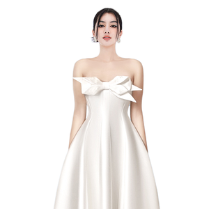 Abito lungo 2025 elegante con capello 3D abito da sera rosso floreale semplice abito da <span class=keywords><strong>donna</strong></span> a vita alta naturale stesso negozio di moda - Product Image 4