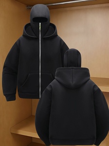 <span class=keywords><strong>Felpa</strong></span> con Cappuccio da <span class=keywords><strong>Uomo</strong></span> con Zip, Nuova Moda Primavera 2025, Stile Streetwear, 250g, Doppio Cappuccio, in Poliestere, Vestibilità Ampia - Product Image 6