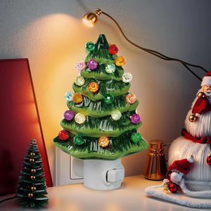 Ceramic Christmas <b>Tree</b> Night <b>Light</b> Bedside <b>Light</b> Christmas Holiday Crafts - Product Image 2