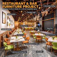 Ensemble de table et de chaises en bois JEILI pour restaurant commercial moderne, meubles pour projets de conception d'intérieur de luxe en 3D