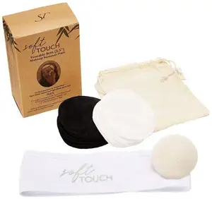 柔软触感可重复使用的竹化妆垫-3.5英寸可水洗织物卸妆轮-面部清洁和去角质垫 *