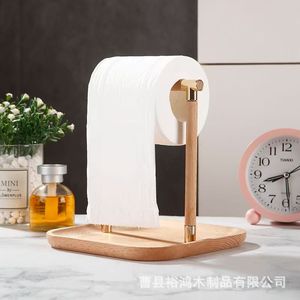Porte-mouchoirs en bois massif, design nordique, support de papier en rouleau sur pied en bois de hêtre pour la maison, le bureau, la cuisine, la chambre - Product Image 1