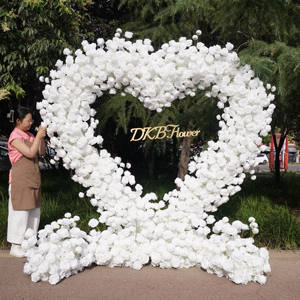 Nuevo estilo de Venta caliente personalizable escena de boda Fondo tela flor arco blanco corazón forma flor arco - Product Image 1