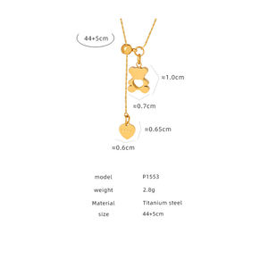 Moda nuevo acero inoxidable 18K oro luz lujo temperamento calado oso tirar cierre ajustable gargantilla collar - Product Image 4