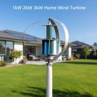 Éolienne à axe vertical haute puissance 1kW 2kW 3kW avec pales en alliage de petit volume 48V pour alimentation hybride solaire domestique