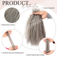 Extensions de Cheveux Humains Brésiliens Remy Gris Originea Afro Kinky en Vrac pour Tressage Crochet Réparation de Locs Torsadés - Importé du Brésil