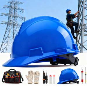 หมวกนิรภัยในการก่อสร้างสีน้ำเงินพร้อมการเสริมแรงทางวี-ซี่โครงแบบคลาสสิกซับในผ้าที่ทนทานต่อการใช้งานในอุตสาหกรรม - Product Image 2