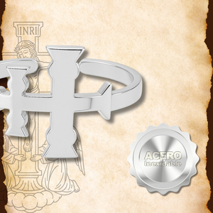 Classico modello Cotigo 23835 acciaio inox Caravaca a croce anello in acciaio argento Unisex elegante anello Fine - Product Image 5