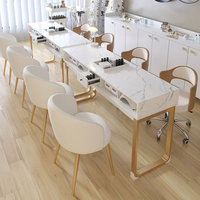 Offre Spéciale table et chaise de manucure moderne rose avec base en or pour les salons en métal durable pour les centres commerciaux