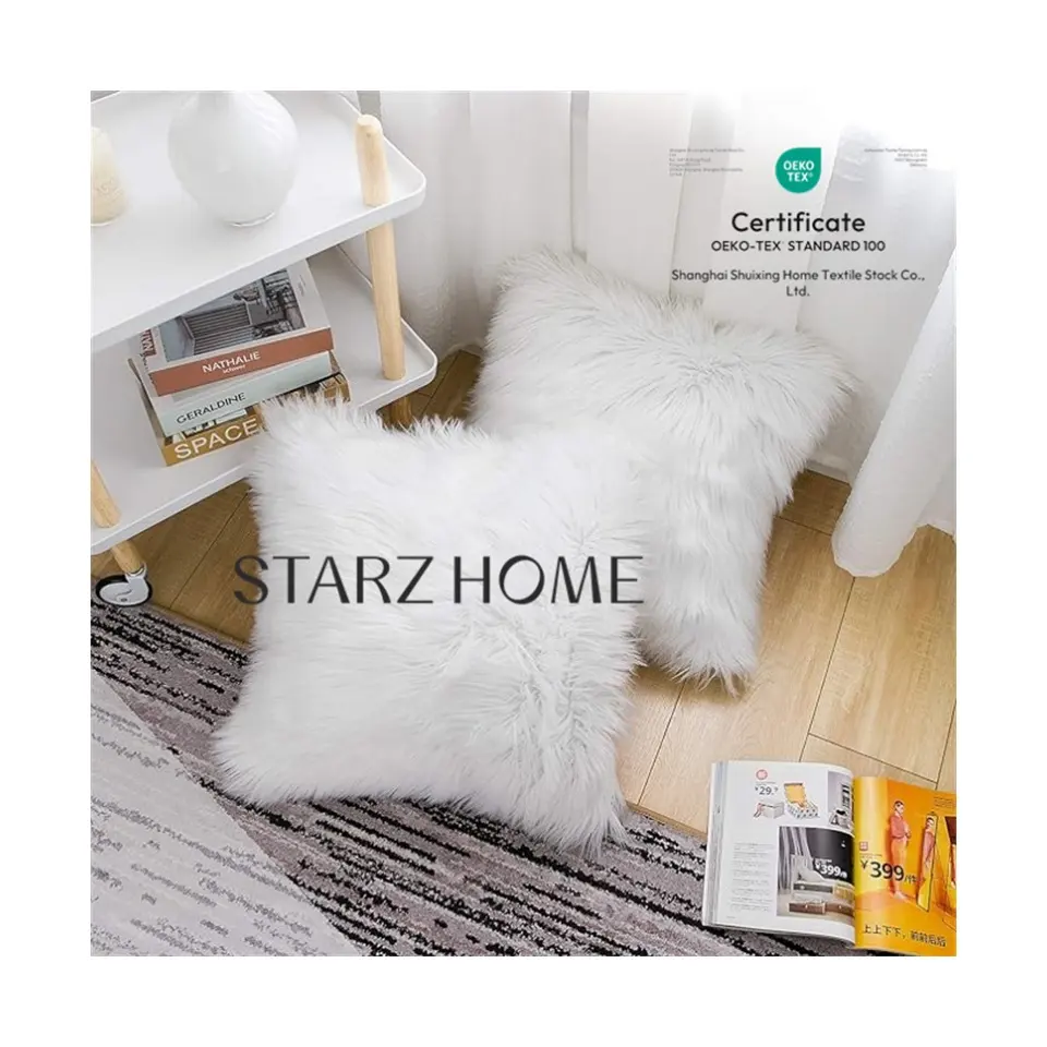 STARZ HOME 2 Packs Home Decorative Luxury Series Super Soft Faux Fur Throw Pillow Cover Cushion Case for Sofa or Bed Gray
