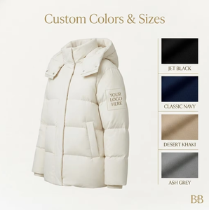 Veste d'hiver écologique imperméable pour <span class=keywords><strong>femme</strong></span>, 90% duvet de canard blanc, col montant, coupe-vent, épaisse et chaude, capuche amovible, coque en polyester - Product Image 2