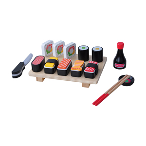 Children Pretend Japanese Food Play Set Wooden Sushi Food Combination Educational Toy For Kids
