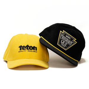 Casquettes Snapback en velours côtelé personnalisées, 5 panneaux, logo tissé, casquettes non structurées avec cordon - Product Image 1