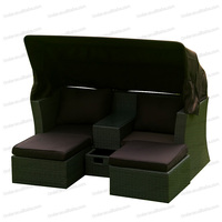 Tumbona Moderna de Ratán, Conjunto de Muebles de Sofá Cama Duradero para Exteriores, Cómoda Tumbona de Mimbre para Jardín y Patio