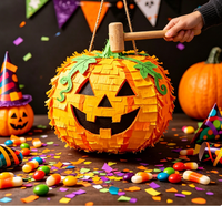 Piñata en forme de citrouille orange, accessoire de fête d'Halloween, grande piñata citrouille pour enfants, jouet à remplir de bonbons pour fête d'Halloween