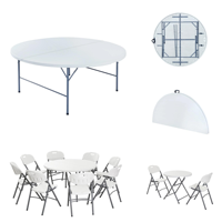 Großhandel Bestseller Hochzeitstisch für Braut und Bräutigam Events Outdoor Runder Esstisch Bankett Klapptische und -stühle