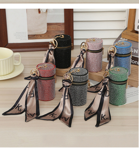 Sang trọng kim cương Son môi đồng xu Ví Keychain dây kéo thời trang PU trường hợp lưu trữ túi - Product Image 2