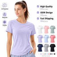 T-shirt à manches courtes col rond coupe ajustée avec logo personnalisé pour femme – Haut décontracté basique, conception OEM/ODM, vêtements de sport personnalisés avec logo