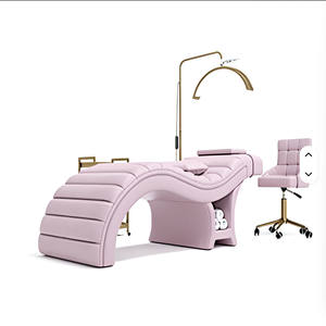 Lit de beauté pour cils incurvé de luxe haut de gamme personnalisé avec lampe LED ergonomique et rangement pour salon de cils et salon - Product Image 2