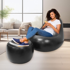 Home Use PVC Customized Living Room Air <b>Sofa</b> Folding <b>Inflatable</b> Furniture <b>Inflatable</b> Flocked <b>Sofa</b> Chair Set - Product Image 2