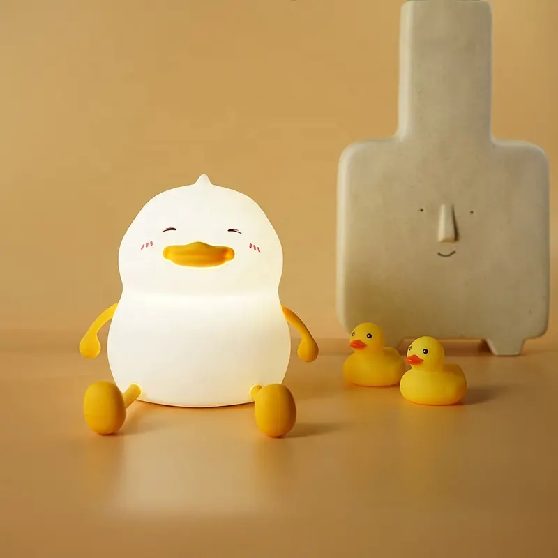 Nueva idea de silicona pato gordito luz de noche carga USB Control de toque sensible lámpara infantil artículos de regalo para niños