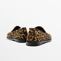 Mocassins plats décontractés pour femme en cuir imprimé motif léopard, à bout ouvert, confortables et légers pour l'été