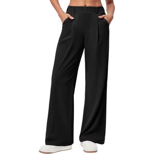 Pantalones Anchos de Mujer, Cintura Alta, Elásticos, Tejidos, Transpirables, Casuales, de Trabajo, Cómodos - Product Image 1